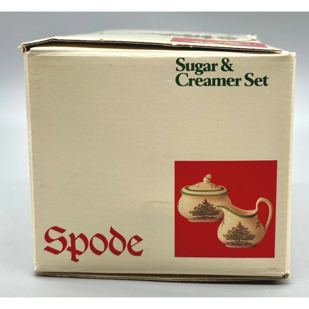 Spode Christmas Tree Creamer Lidded Sugar Bowl Set S3324 England Boxed